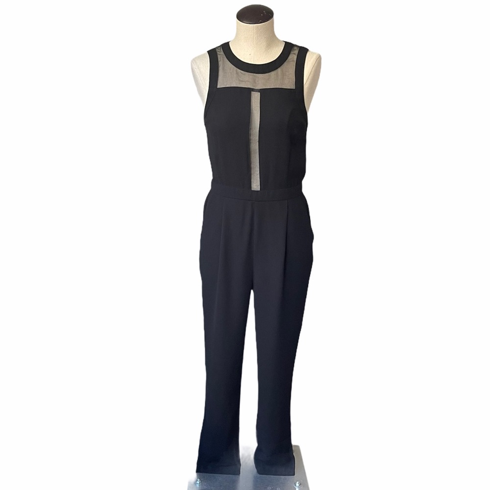 TopShop Black Cut Out Mesh Bodice Pants Jumpsuit